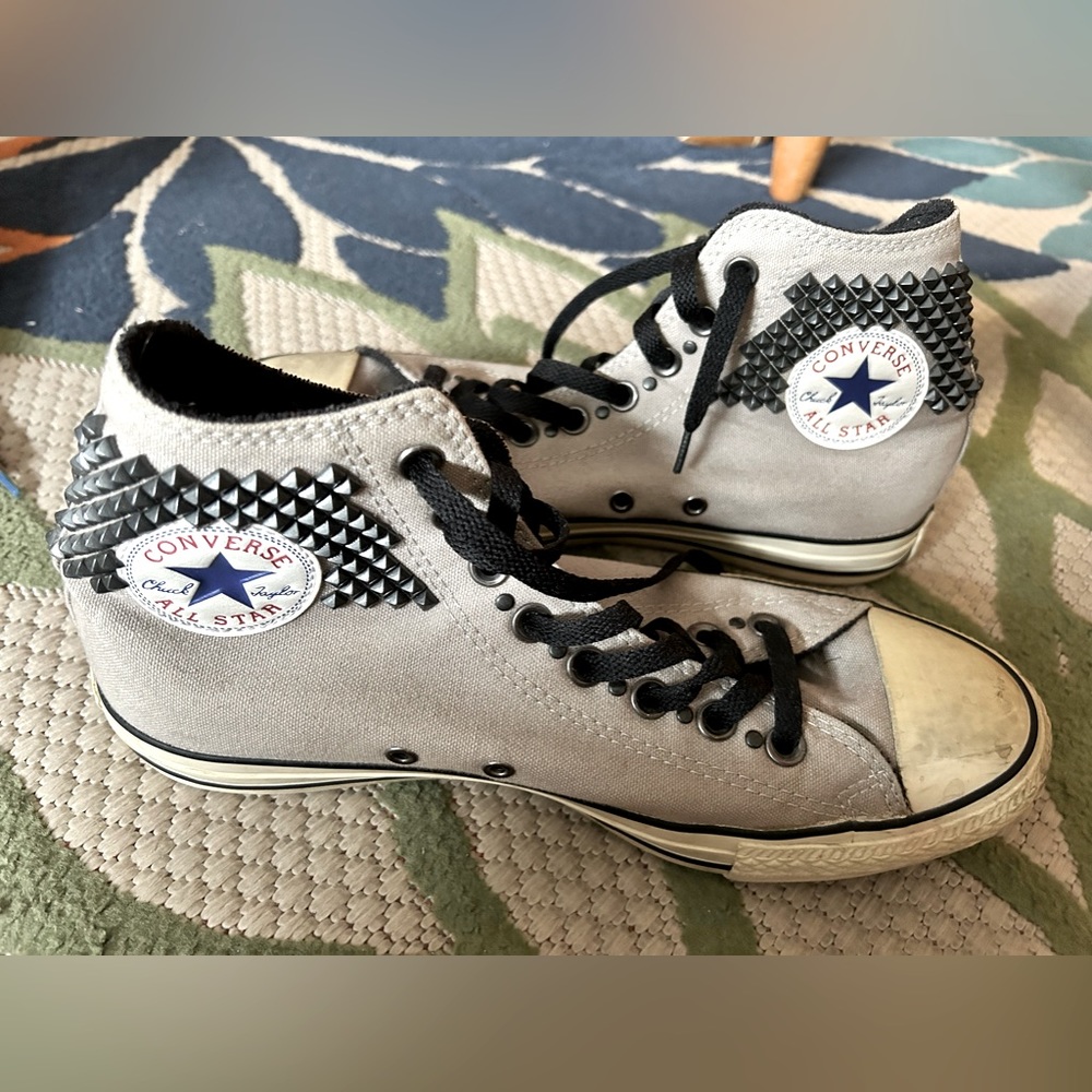 Converse High Tops in Gray with Black Studs